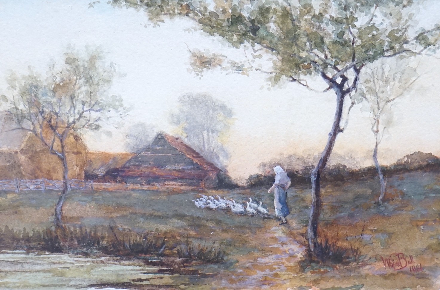 Wilfred Williams Ball (1853-1917), watercolour, ‘'Returning Home, Evening’, signed and dated 1881, 15 x 21cm
